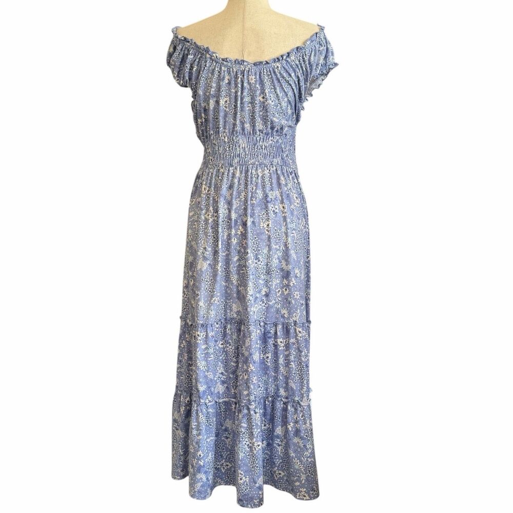 Lucky Brand Floral Tiered Dress XXL Boho Cottagecore Smocked Garden Party Dainty - Picture 2 of 10